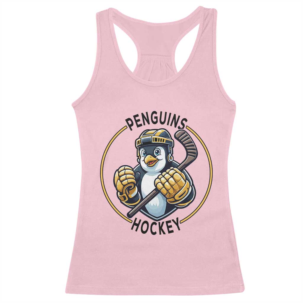 Funny Penguin Hockey Player Racerback Tank Top Gift For Animal Lovers TS12 Light Pink Print Your Wear