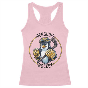 Funny Penguin Hockey Player Racerback Tank Top Gift For Animal Lovers TS12 Light Pink Print Your Wear