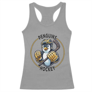 Funny Penguin Hockey Player Racerback Tank Top Gift For Animal Lovers TS12 Sport Gray Print Your Wear
