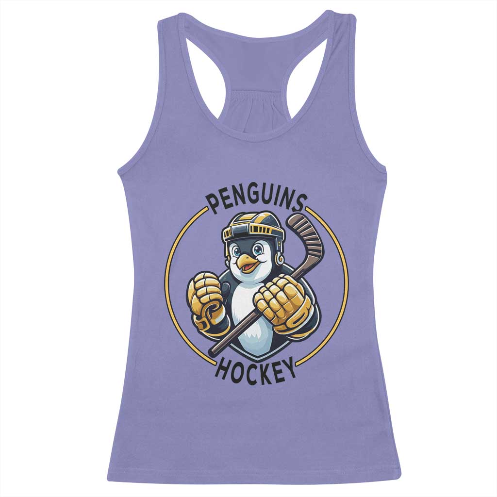 Funny Penguin Hockey Player Racerback Tank Top Gift For Animal Lovers TS12 Violet Print Your Wear
