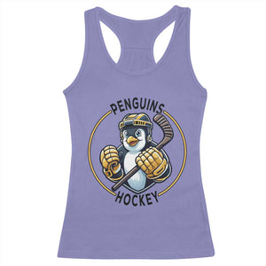 Funny Penguin Hockey Player Racerback Tank Top Gift For Animal Lovers TS12 Violet Print Your Wear