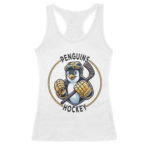 Funny Penguin Hockey Player Racerback Tank Top Gift For Animal Lovers TS12 White Print Your Wear