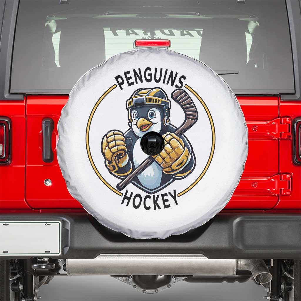 Funny Penguin Hockey Player Spare Tire Cover Gift For Animal Lovers TS12 White Print Your Wear
