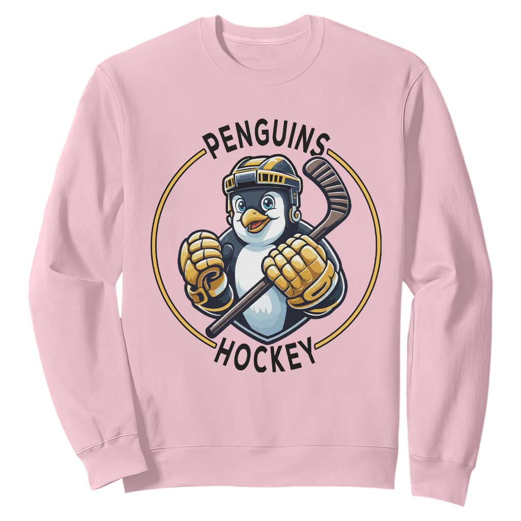 Funny Penguin Hockey Player Sweatshirt Gift For Animal Lovers TS12 Light Pink Print Your Wear