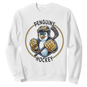 Funny Penguin Hockey Player Sweatshirt Gift For Animal Lovers TS12 White Print Your Wear