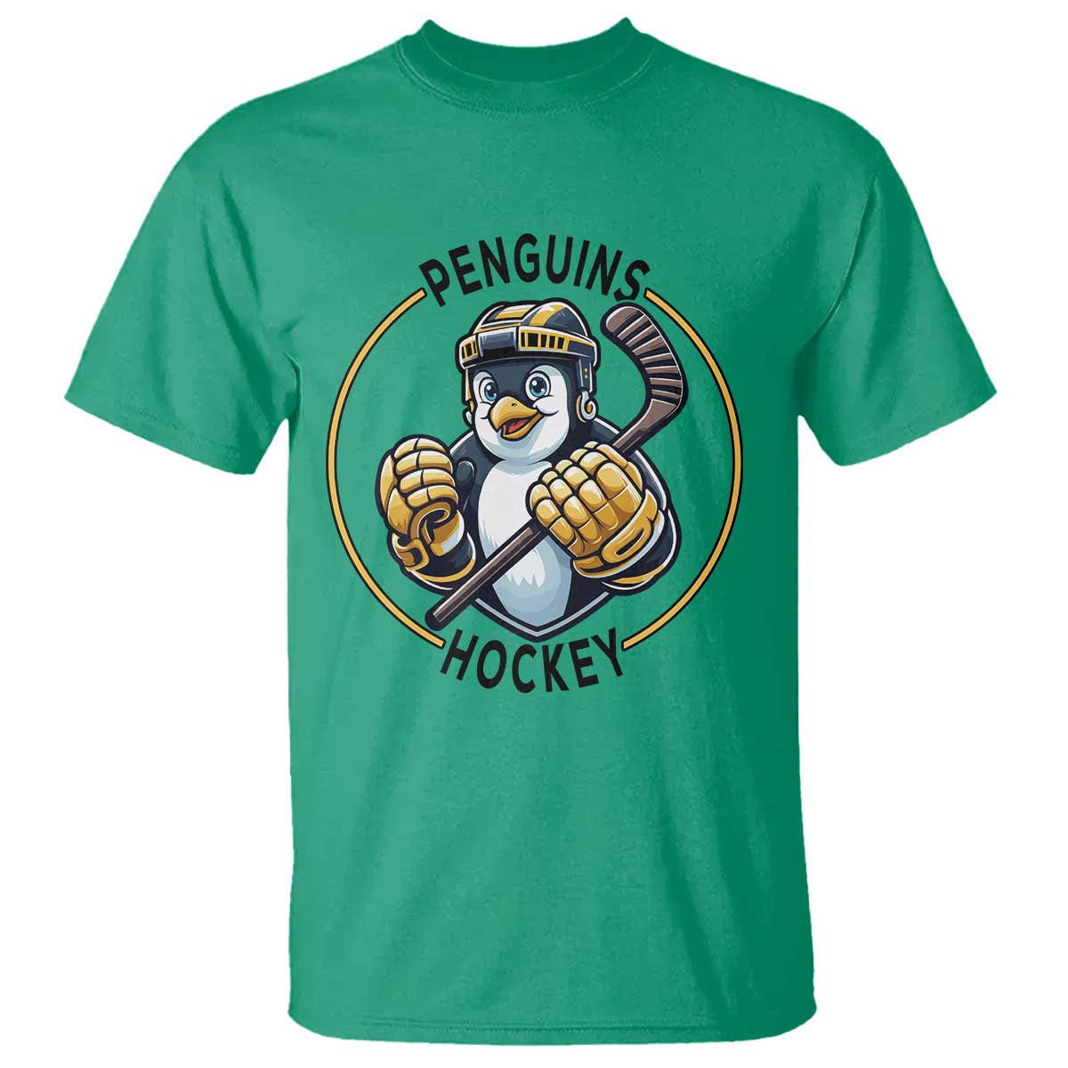 Funny Penguin Hockey Player T Shirt Gift For Animal Lovers TS12 Irish Green Print Your Wear