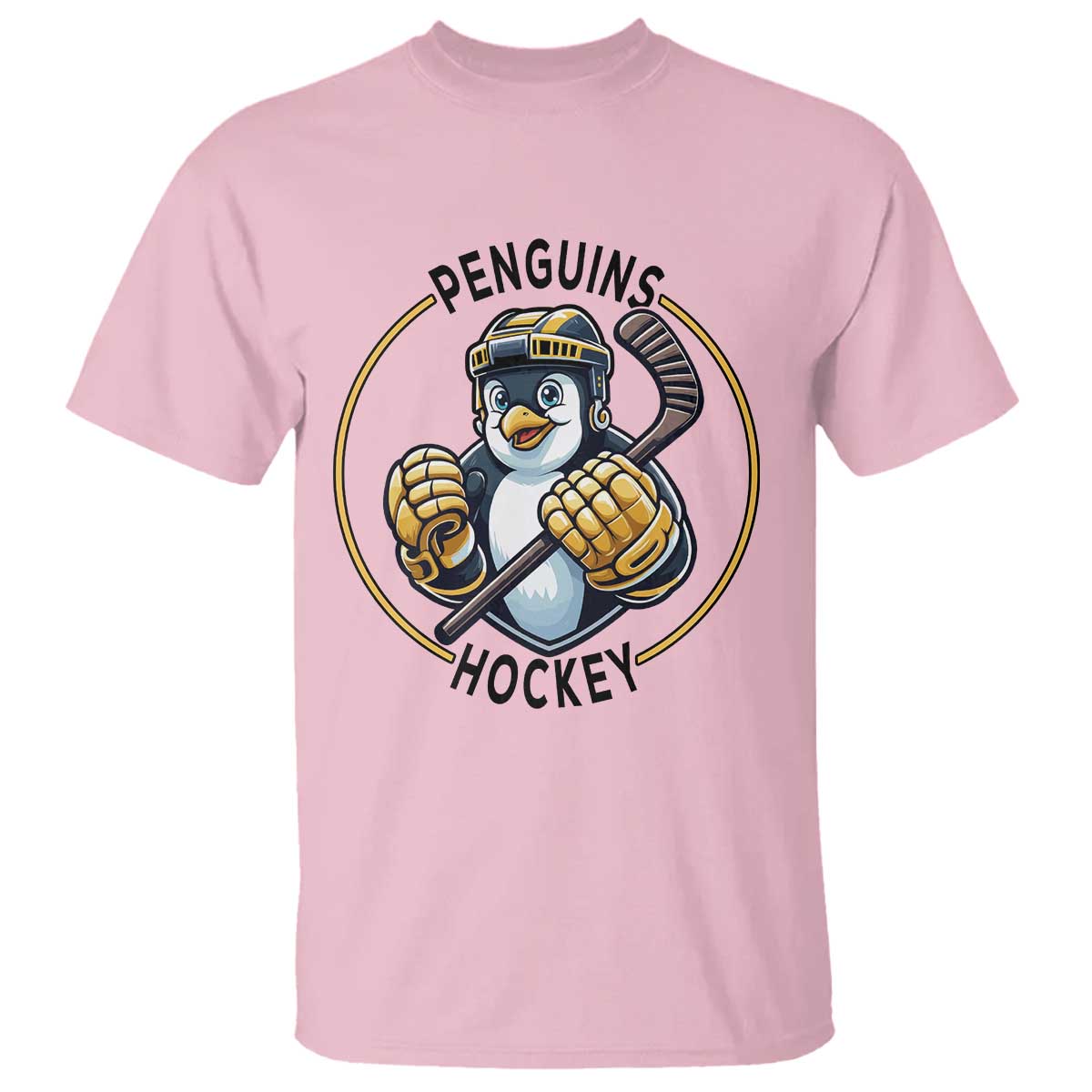 Funny Penguin Hockey Player T Shirt Gift For Animal Lovers TS12 Light Pink Print Your Wear