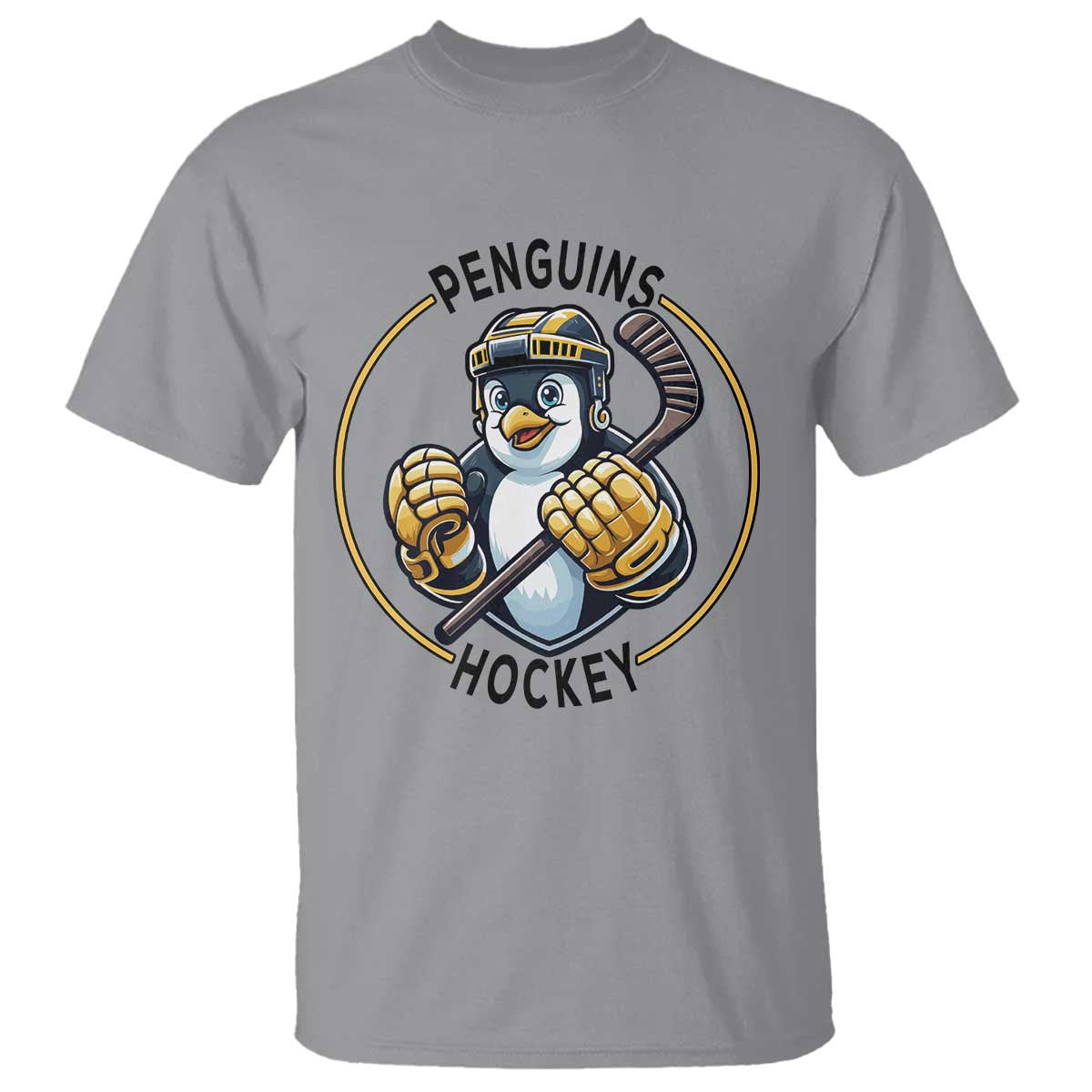 Funny Penguin Hockey Player T Shirt Gift For Animal Lovers TS12 Sport Gray Print Your Wear