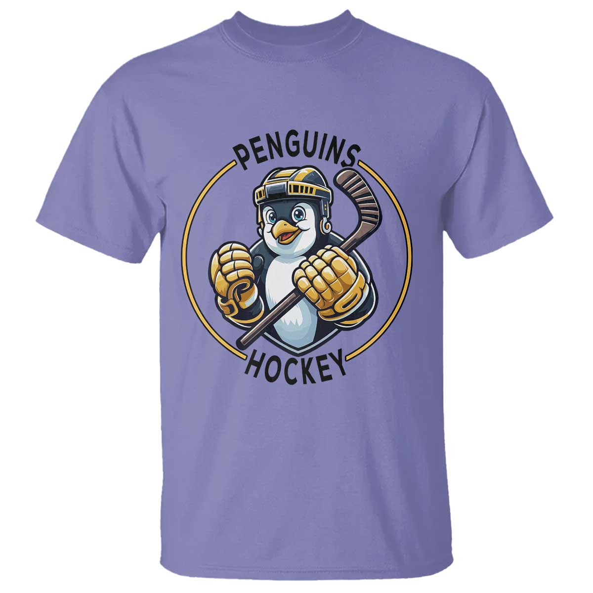 Funny Penguin Hockey Player T Shirt Gift For Animal Lovers TS12 Violet Print Your Wear
