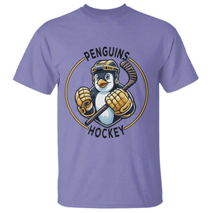 Funny Penguin Hockey Player T Shirt Gift For Animal Lovers TS12 Violet Print Your Wear