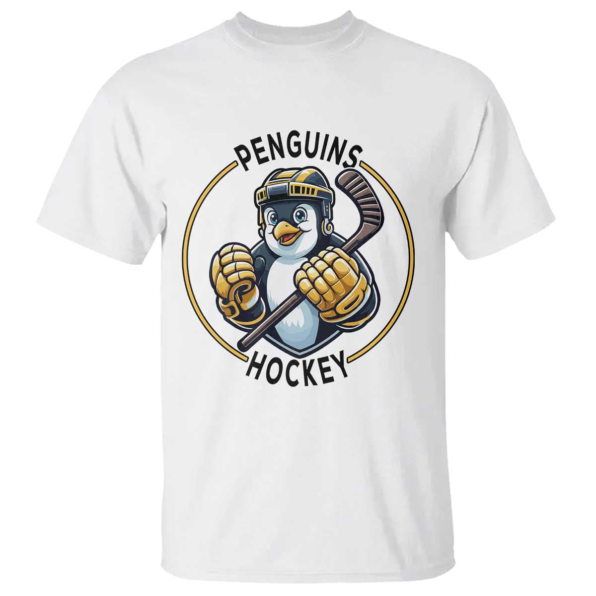 Funny Penguin Hockey Player T Shirt Gift For Animal Lovers TS12 White Print Your Wear