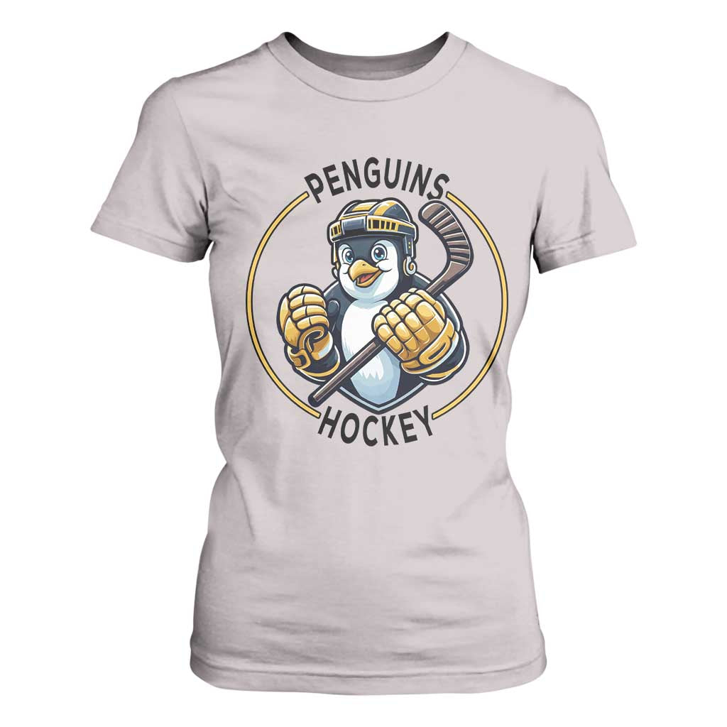 Funny Penguin Hockey Player T Shirt For Women Gift For Animal Lovers TS12 Ice Gray Print Your Wear