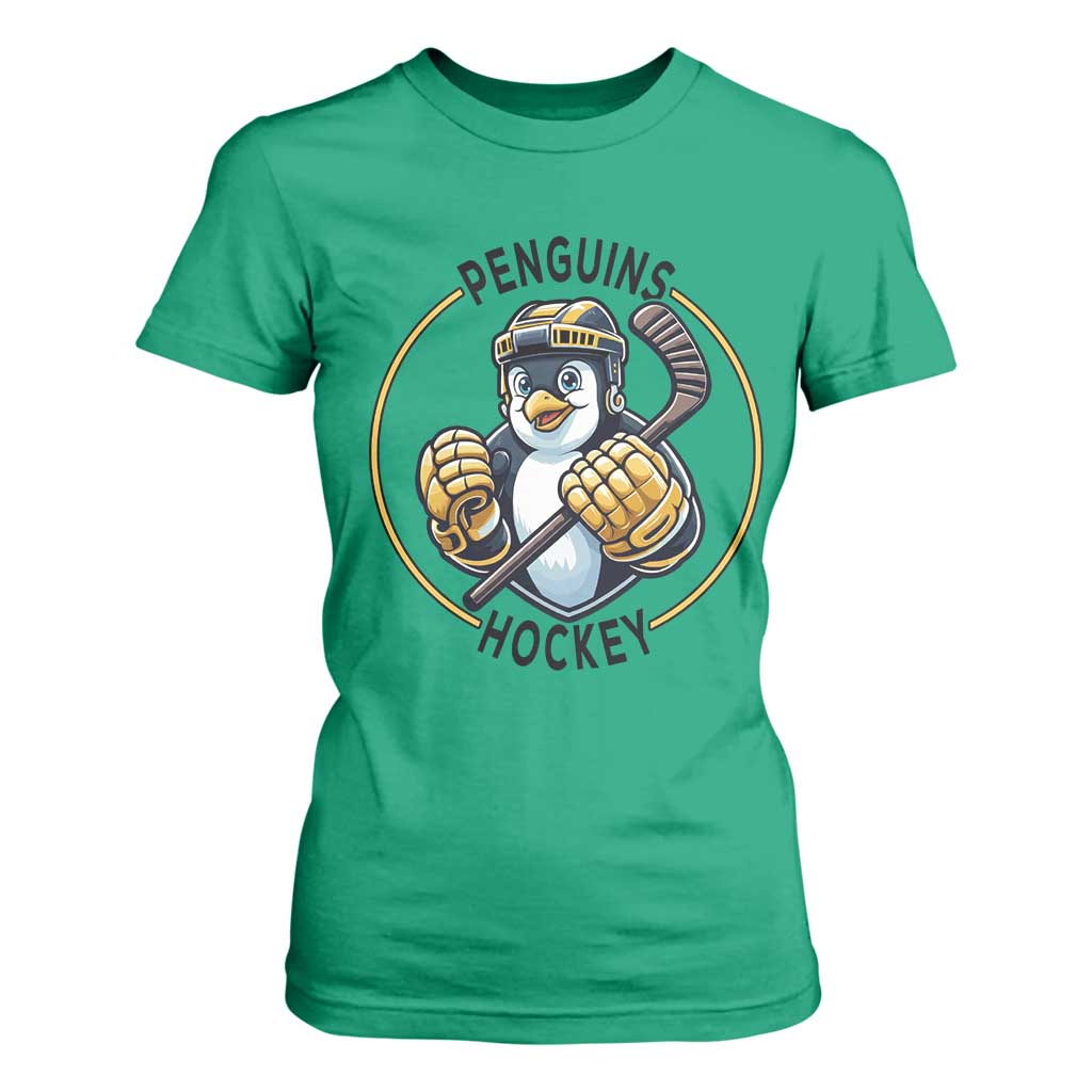 Funny Penguin Hockey Player T Shirt For Women Gift For Animal Lovers TS12 Irish Green Print Your Wear