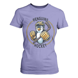 Funny Penguin Hockey Player T Shirt For Women Gift For Animal Lovers TS12 Violet Print Your Wear