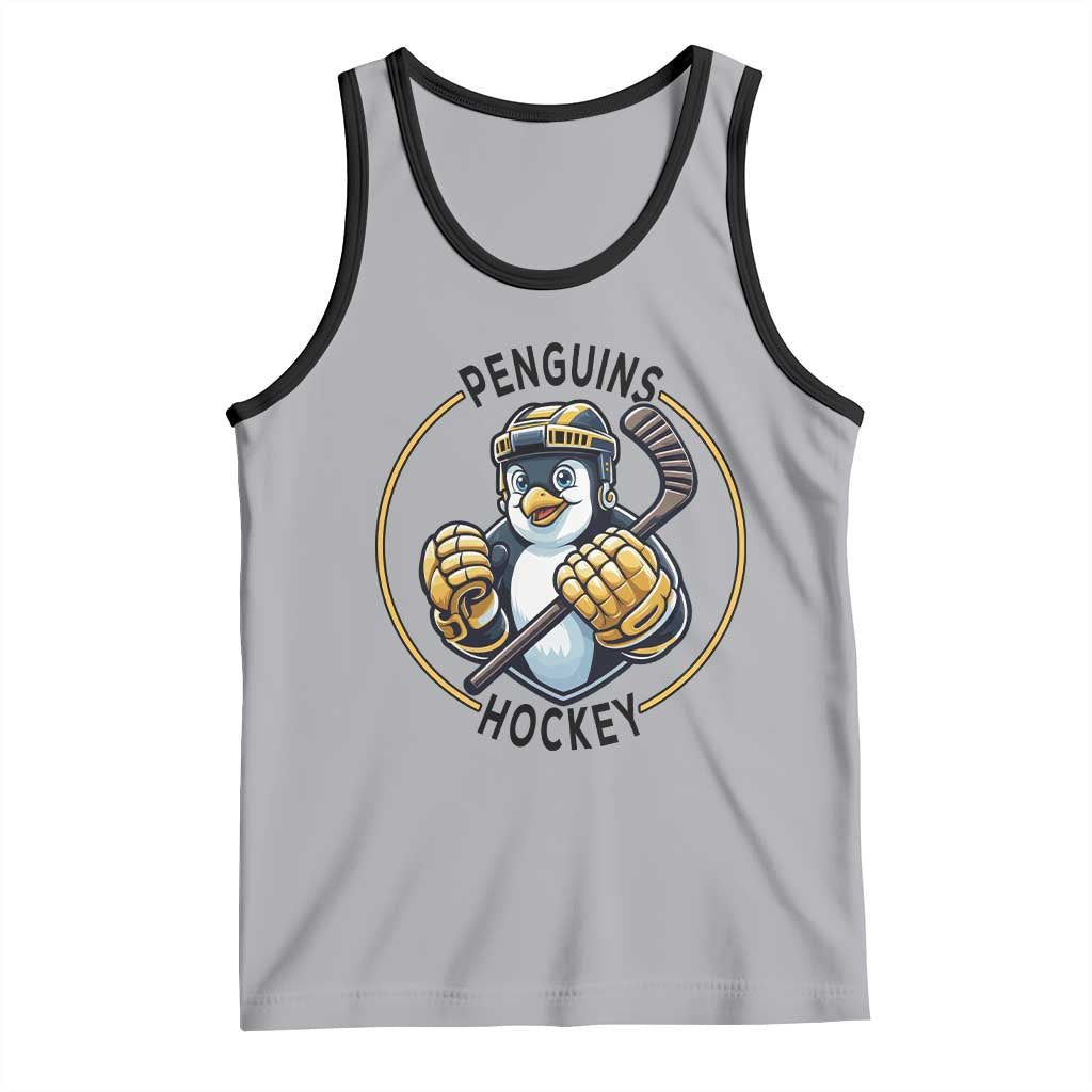 Funny Penguin Hockey Player Tank Top Gift For Animal Lovers TS12 Athletic Heather Black Print Your Wear