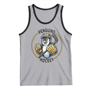Funny Penguin Hockey Player Tank Top Gift For Animal Lovers TS12 Athletic Heather Black Print Your Wear