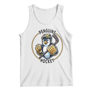 Funny Penguin Hockey Player Tank Top Gift For Animal Lovers TS12 White Print Your Wear