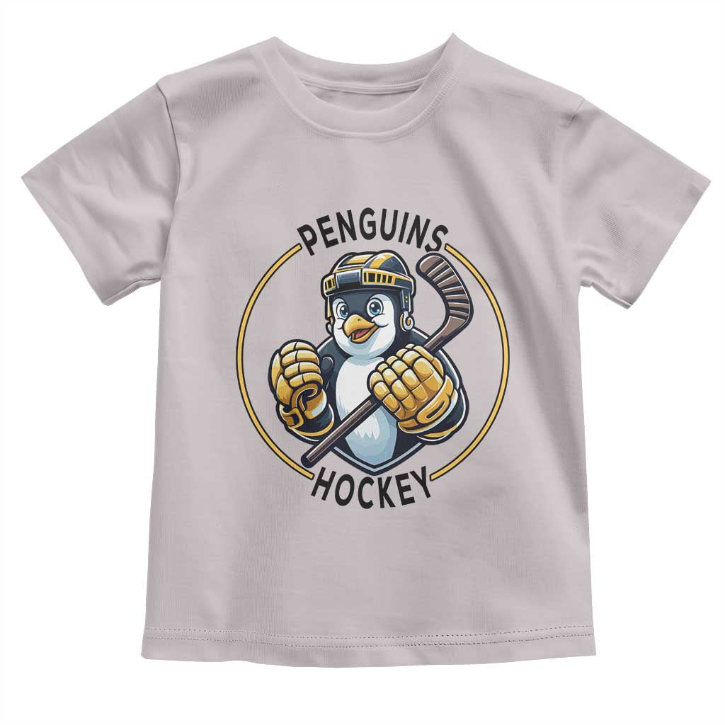Funny Penguin Hockey Player Toddler T Shirt Gift For Animal Lovers TS12 Ice Gray Print Your Wear