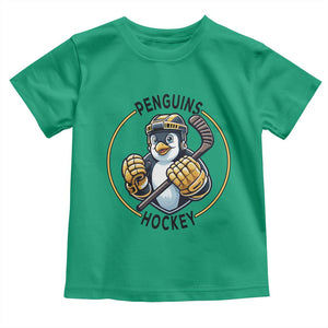 Funny Penguin Hockey Player Toddler T Shirt Gift For Animal Lovers TS12 Irish Green Print Your Wear