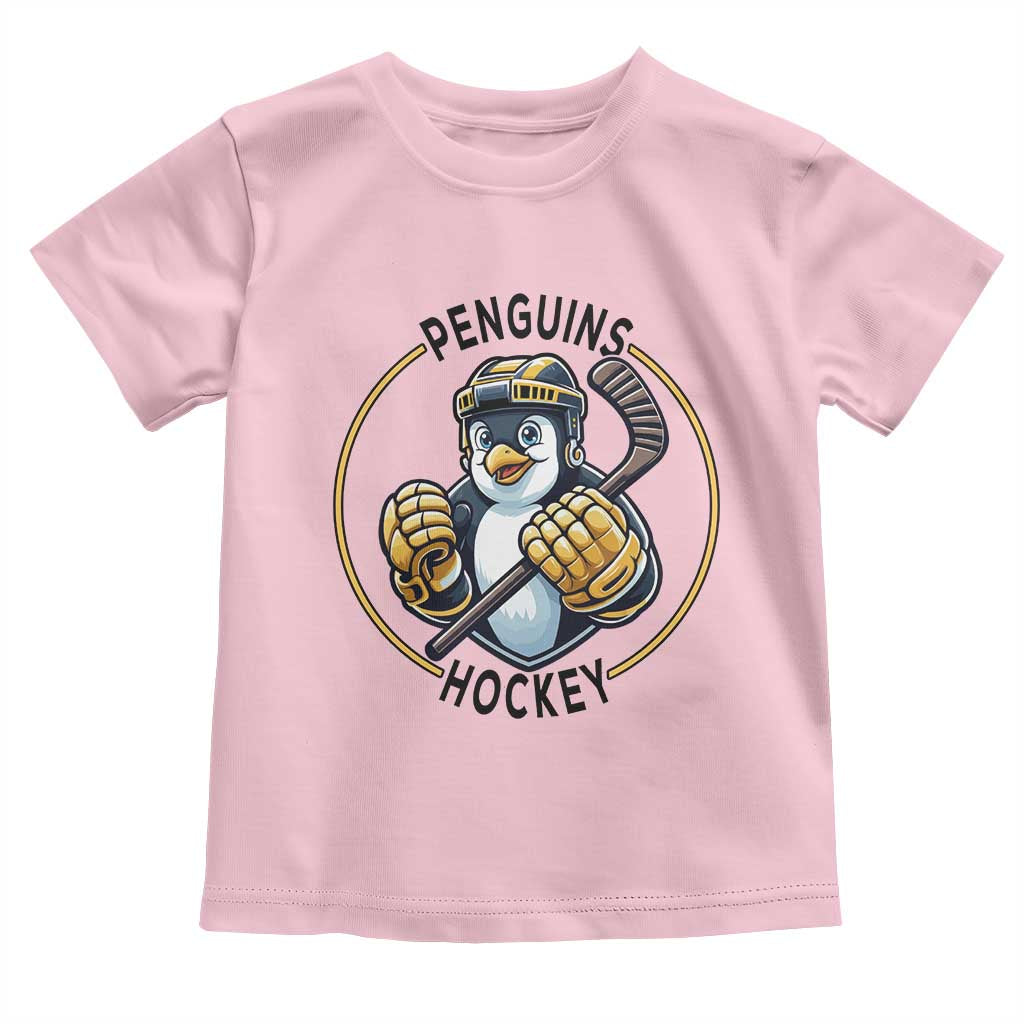 Funny Penguin Hockey Player Toddler T Shirt Gift For Animal Lovers TS12 Light Pink Print Your Wear