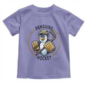 Funny Penguin Hockey Player Toddler T Shirt Gift For Animal Lovers TS12 Violet Print Your Wear