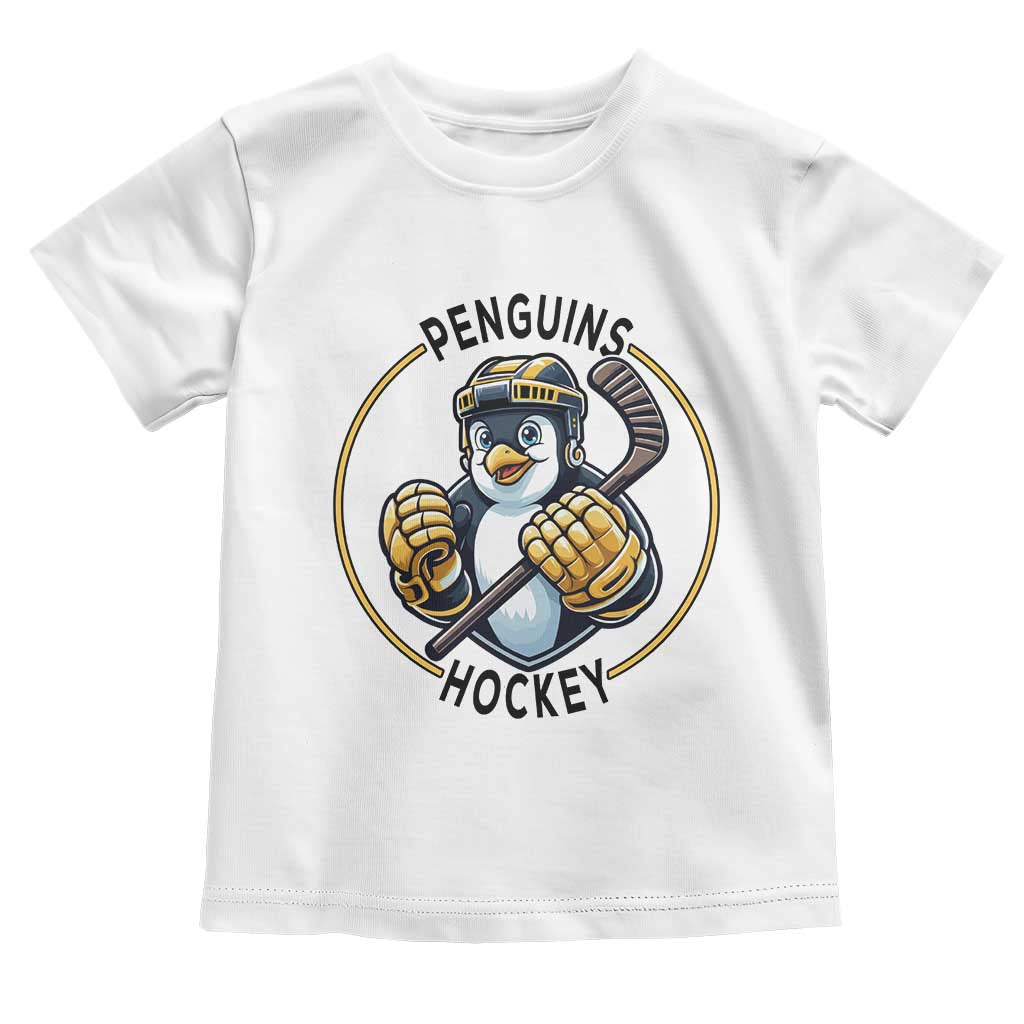 Funny Penguin Hockey Player Toddler T Shirt Gift For Animal Lovers TS12 White Print Your Wear