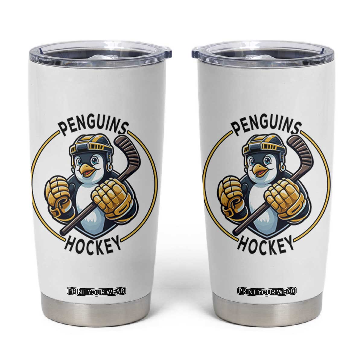 Funny Penguin Hockey Player Tumbler Cup Gift For Animal Lovers TS12 White Print Your Wear
