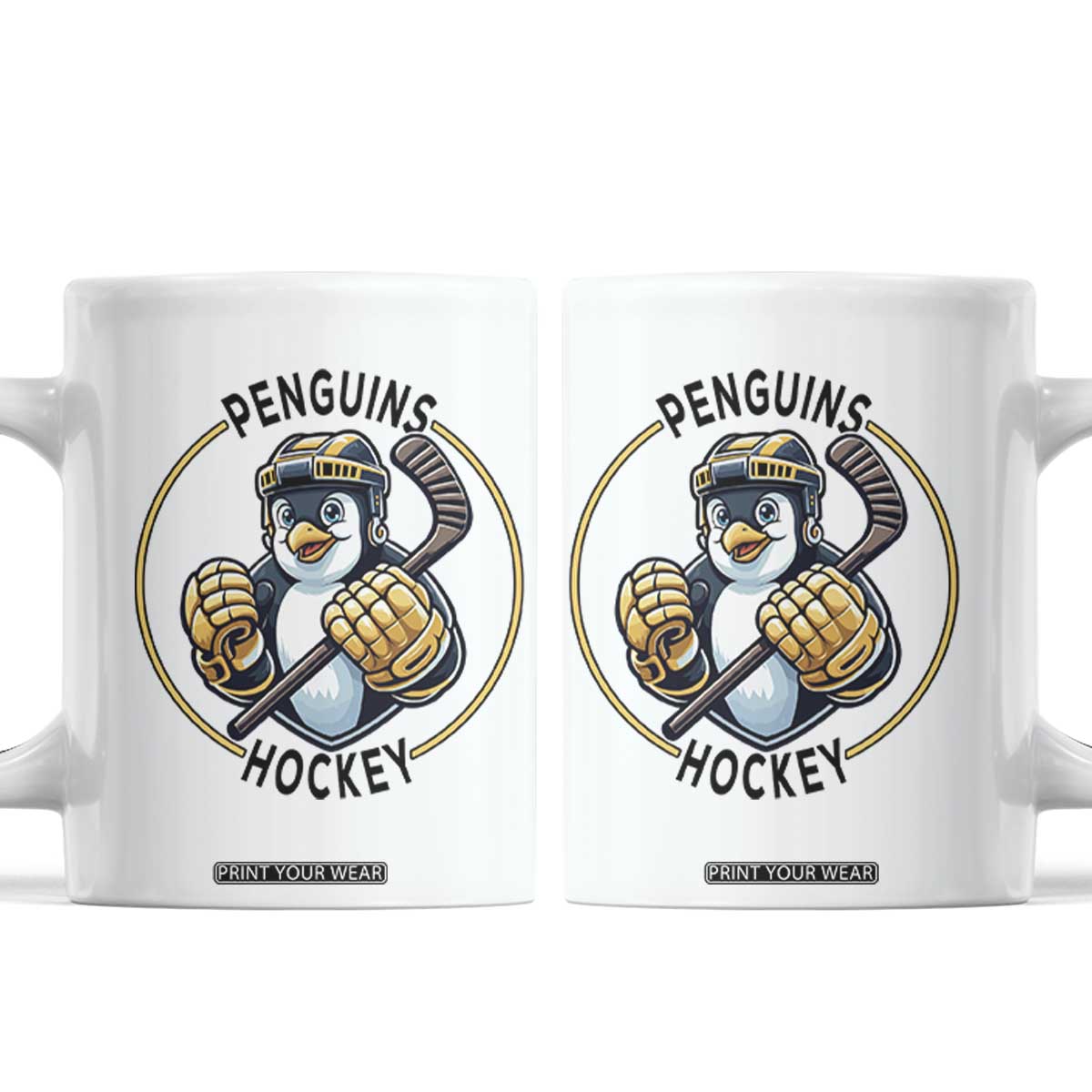 Funny Penguin Hockey Player Coffee Mug Gift For Animal Lovers TS12 White Print Your Wear