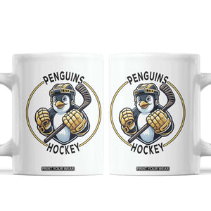 Funny Penguin Hockey Player Coffee Mug Gift For Animal Lovers TS12 White Print Your Wear
