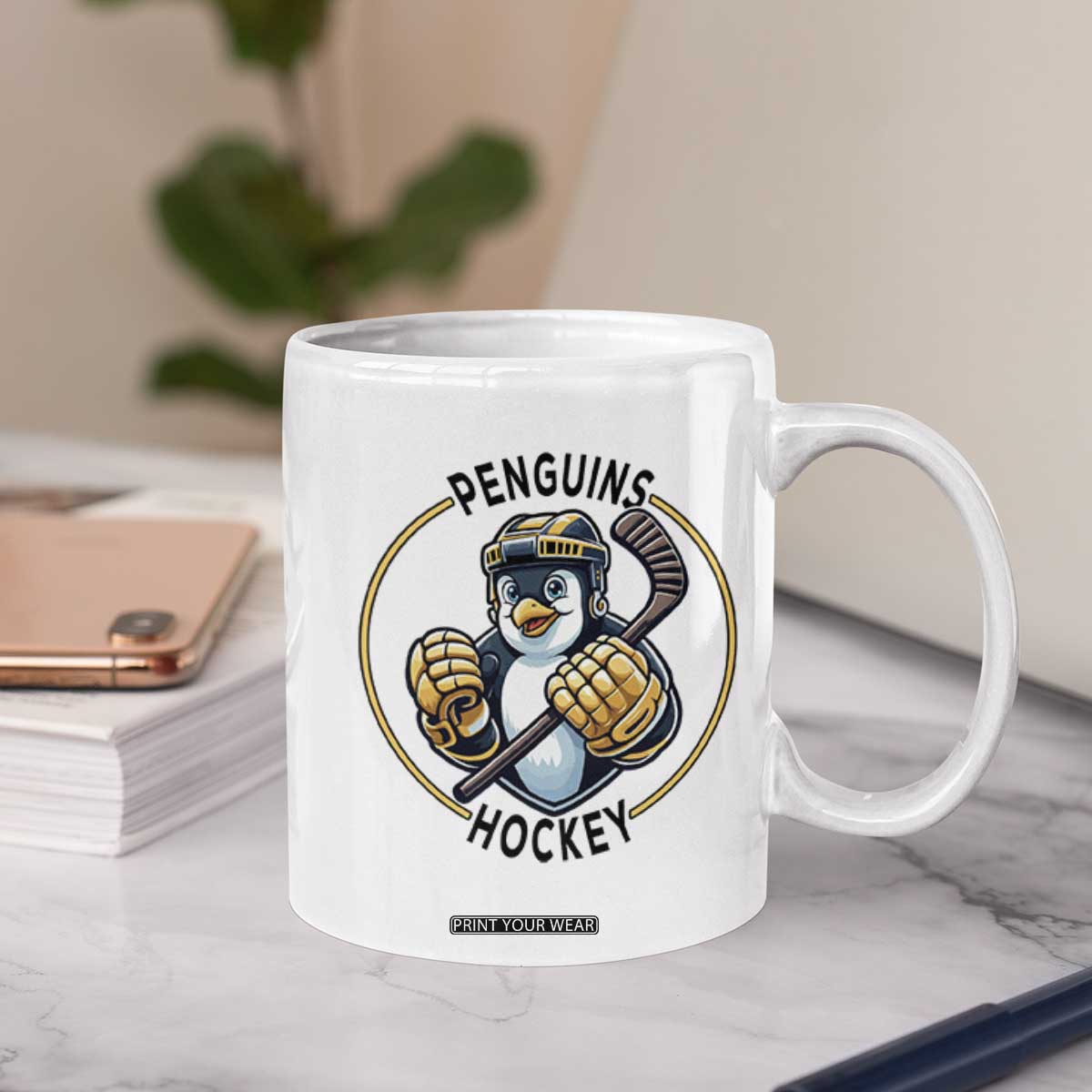 Funny Penguin Hockey Player Coffee Mug Gift For Animal Lovers TS12 Print Your Wear
