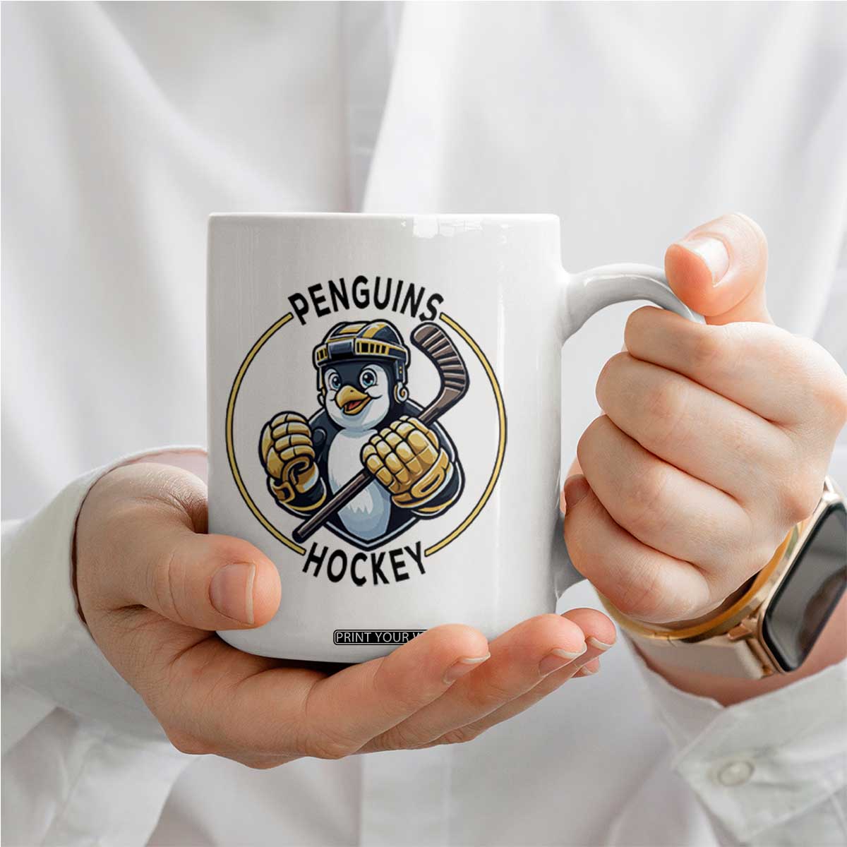 Funny Penguin Hockey Player Coffee Mug Gift For Animal Lovers TS12 Print Your Wear