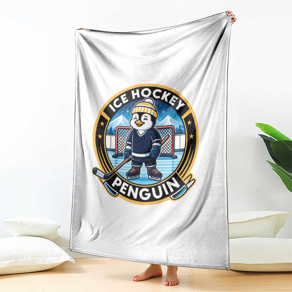 Funny Penguin Hockey Player Throw Blanket Sports Fan Gift TS12 Print Your Wear