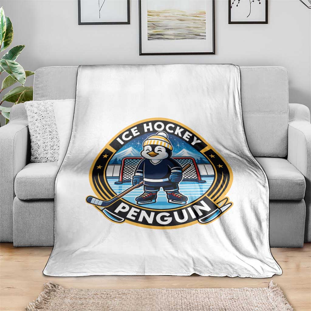 Funny Penguin Hockey Player Throw Blanket Sports Fan Gift TS12 Print Your Wear