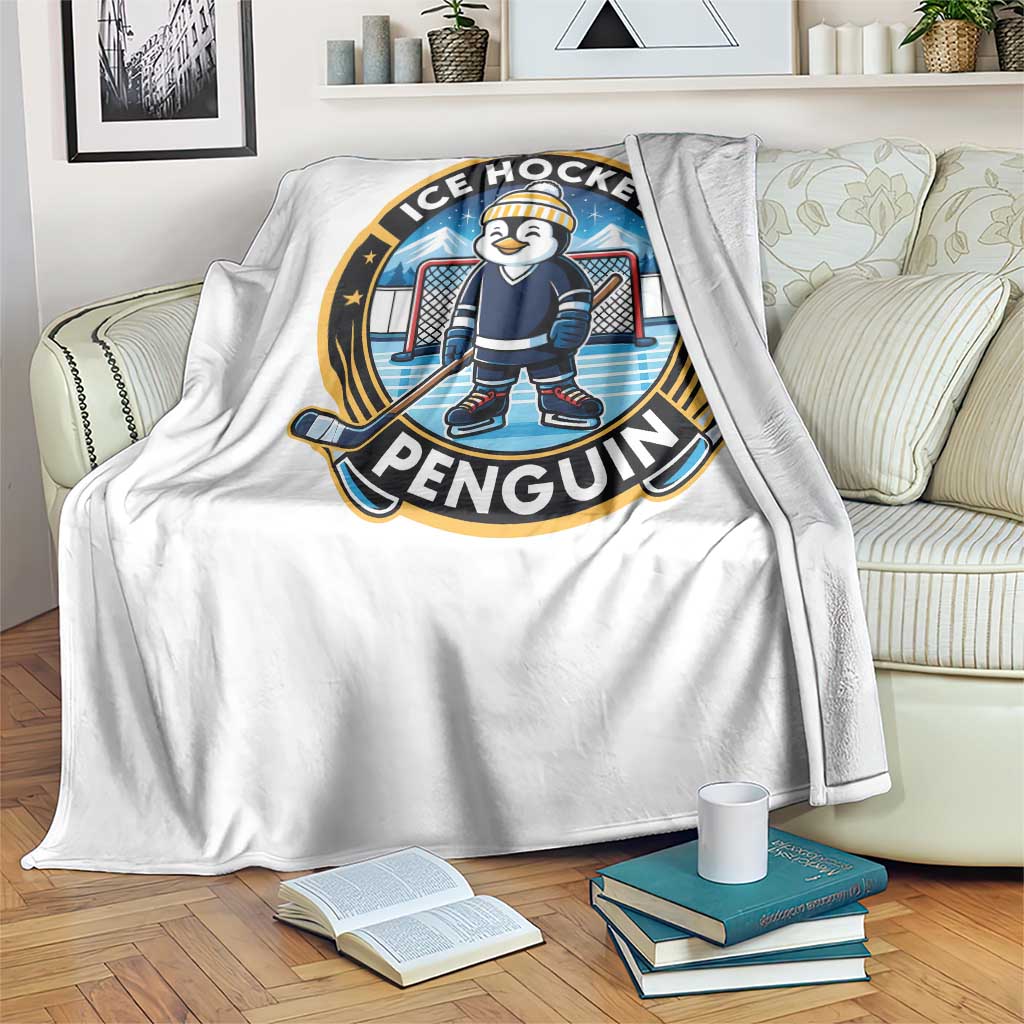 Funny Penguin Hockey Player Throw Blanket Sports Fan Gift TS12 Print Your Wear