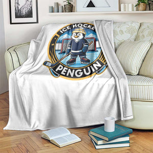 Funny Penguin Hockey Player Throw Blanket Sports Fan Gift TS12 Print Your Wear
