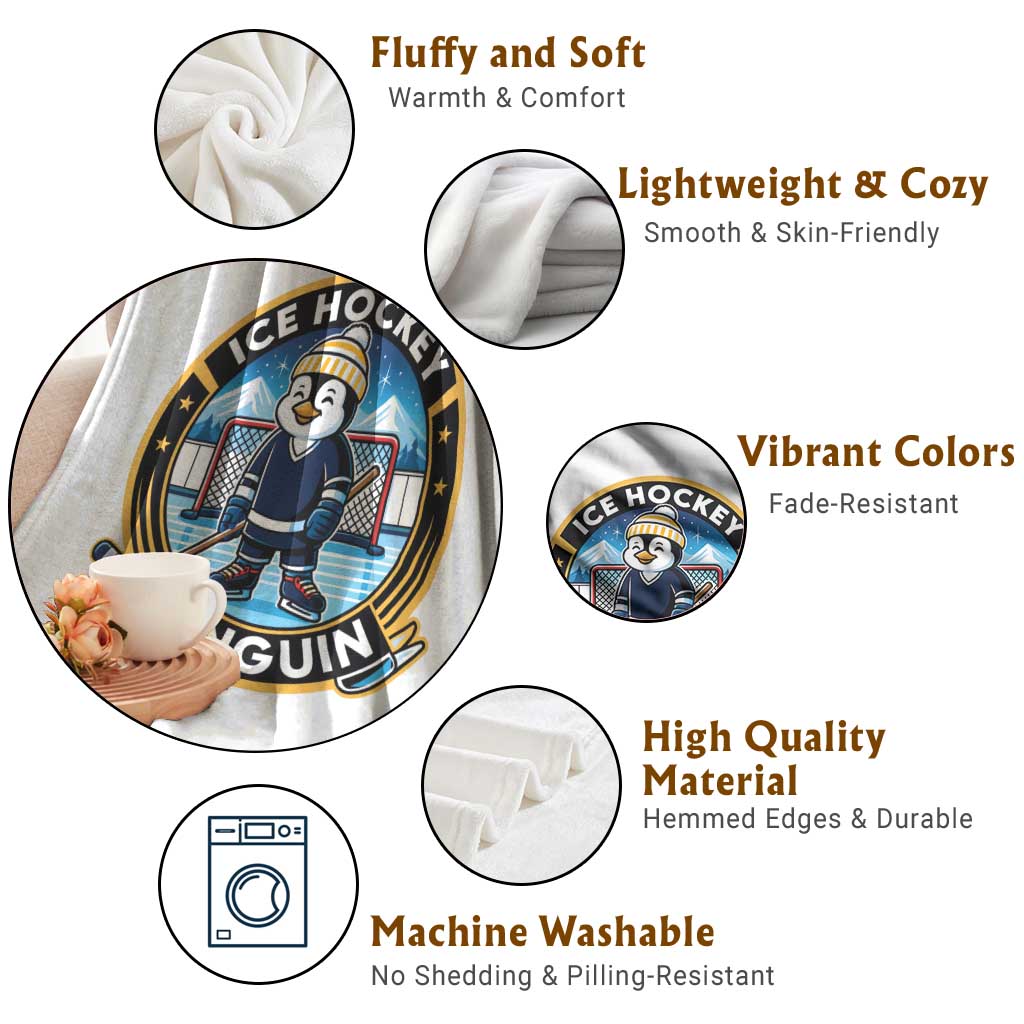 Funny Penguin Hockey Player Throw Blanket Sports Fan Gift TS12 Print Your Wear