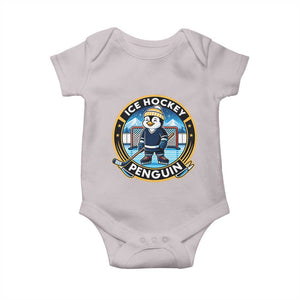 Funny Penguin Hockey Player Baby Onesie Sports Fan Gift TS12 Ice Gray Print Your Wear