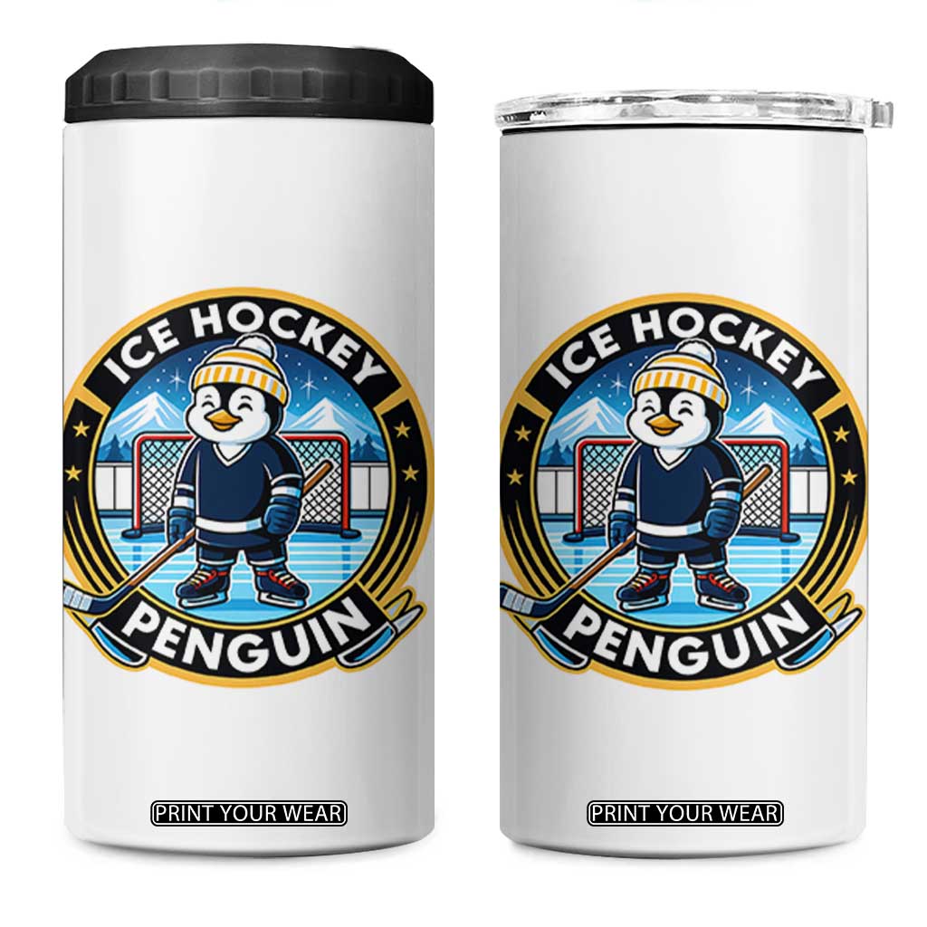 Funny Penguin Hockey Player 4 in 1 Can Cooler Tumbler Sports Fan Gift TS12 One Size: 16 oz White Print Your Wear