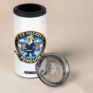 Funny Penguin Hockey Player 4 in 1 Can Cooler Tumbler Sports Fan Gift TS12 Print Your Wear