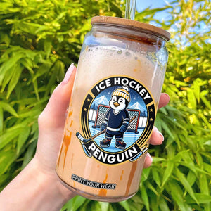 Funny Penguin Hockey Player Glass Can Sports Fan Gift TS12 White Print Your Wear