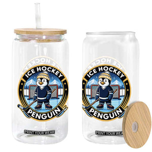 Funny Penguin Hockey Player Glass Can Sports Fan Gift TS12 Print Your Wear