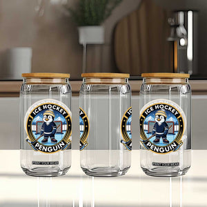 Funny Penguin Hockey Player Glass Can Sports Fan Gift TS12 Print Your Wear