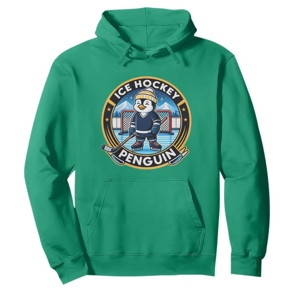 Funny Penguin Hockey Player Hoodie Sports Fan Gift TS12 Irish Green Print Your Wear