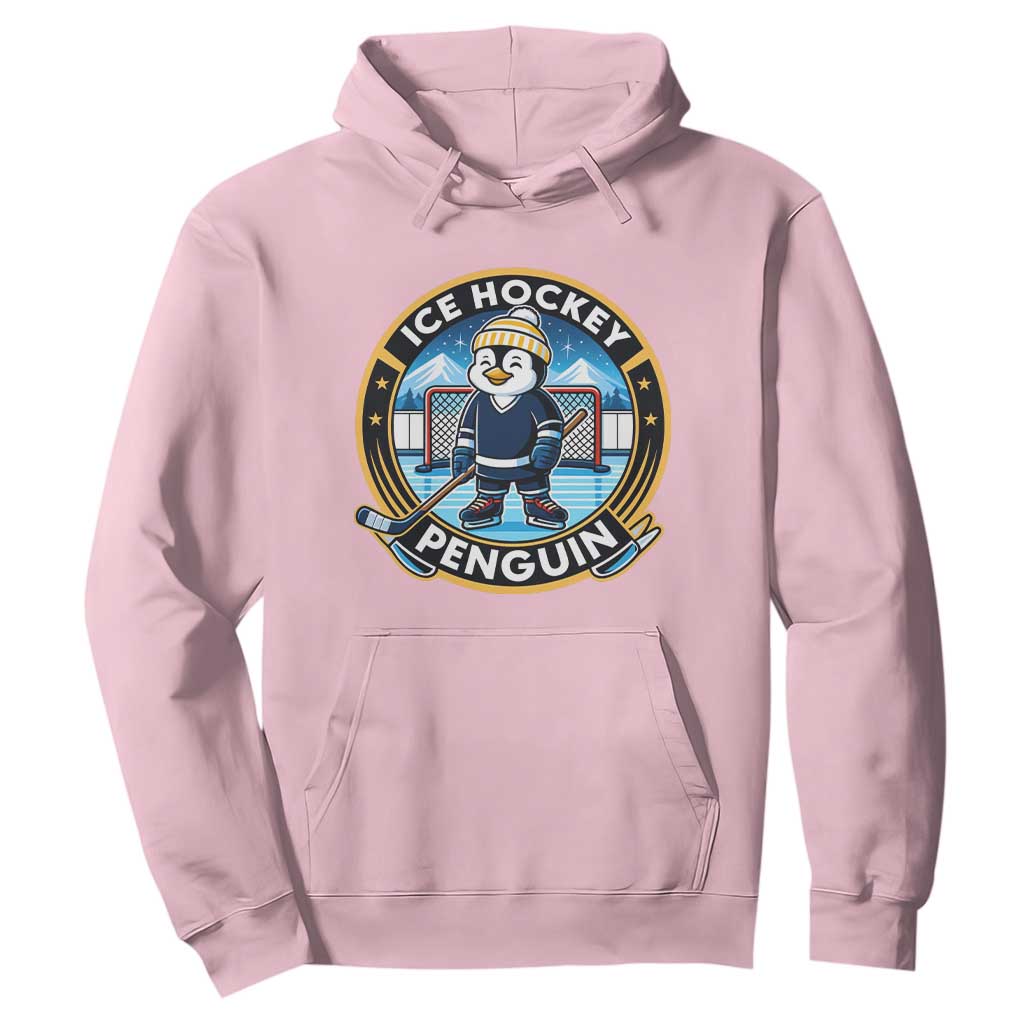 Funny Penguin Hockey Player Hoodie Sports Fan Gift TS12 Light Pink Print Your Wear