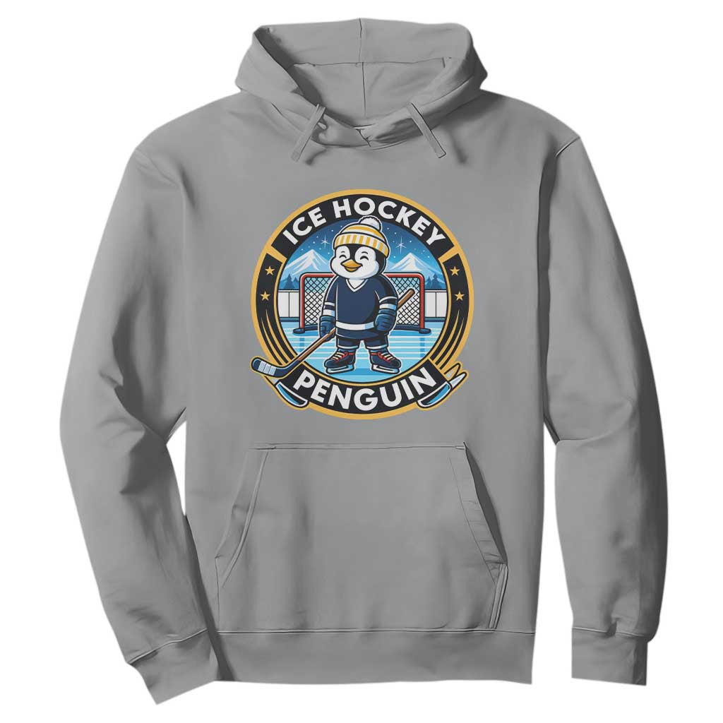 Funny Penguin Hockey Player Hoodie Sports Fan Gift TS12 Sport Gray Print Your Wear