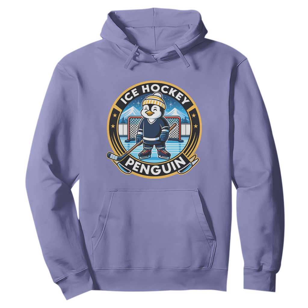 Funny Penguin Hockey Player Hoodie Sports Fan Gift TS12 Violet Print Your Wear