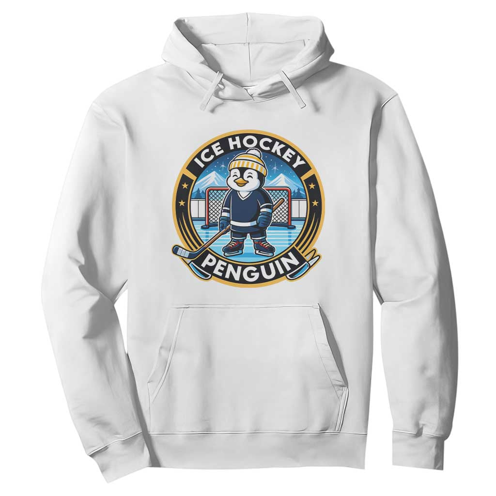 Funny Penguin Hockey Player Hoodie Sports Fan Gift TS12 White Print Your Wear