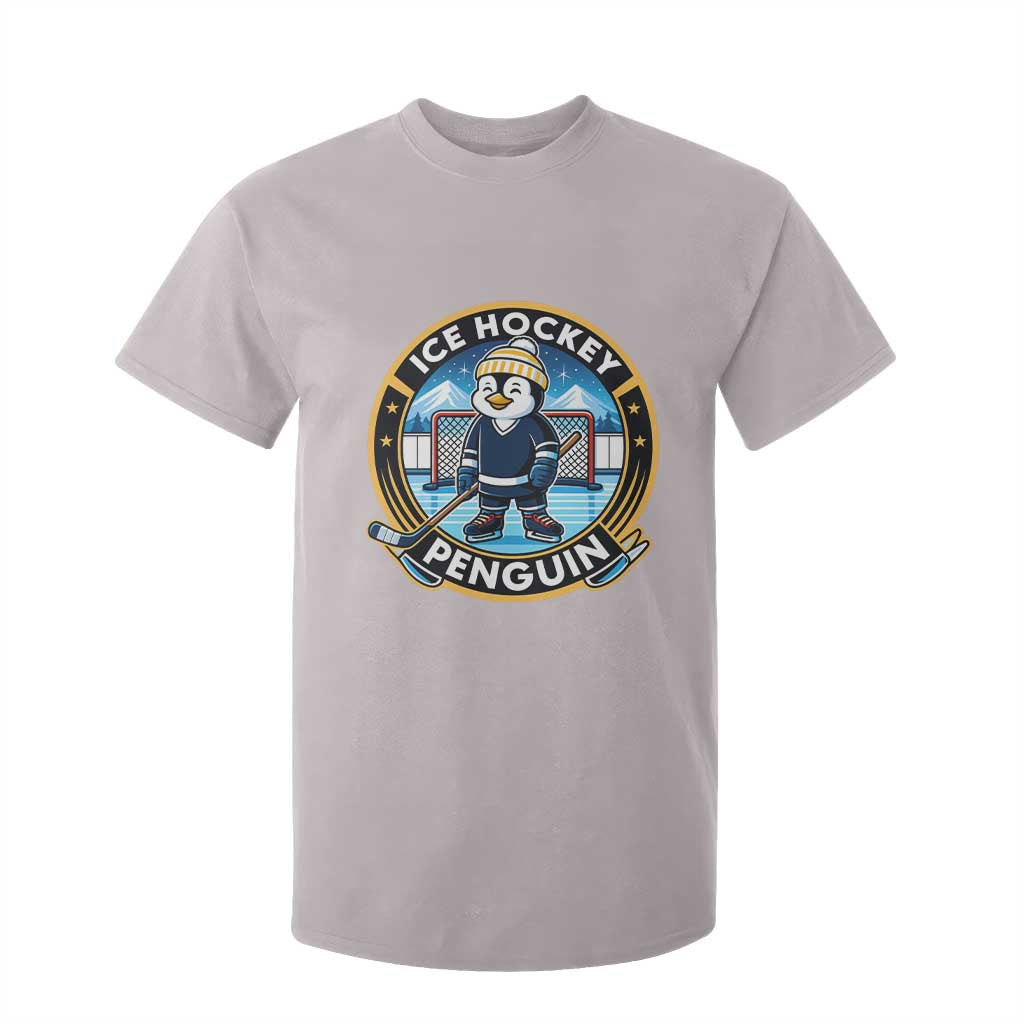 Funny Penguin Hockey Player T Shirt For Kid Sports Fan Gift TS12 Ice Gray Print Your Wear