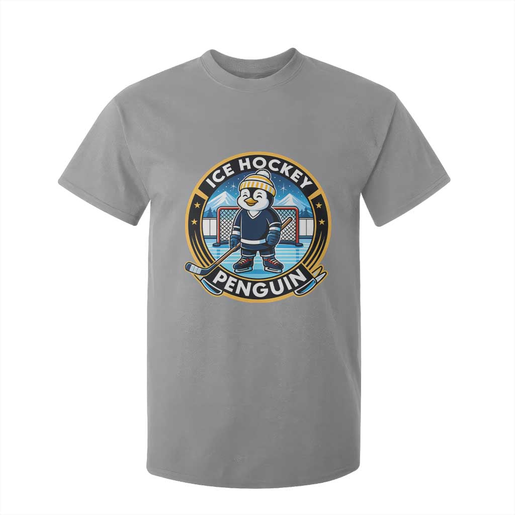 Funny Penguin Hockey Player T Shirt For Kid Sports Fan Gift TS12 Sport Gray Print Your Wear