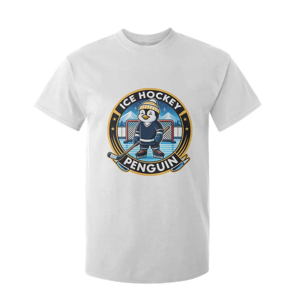 Funny Penguin Hockey Player T Shirt For Kid Sports Fan Gift TS12 White Print Your Wear
